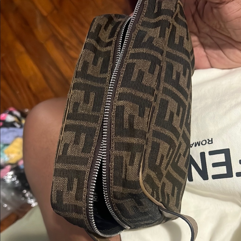 Authentic Fendi Brown Toiletry Bag  Monogram
